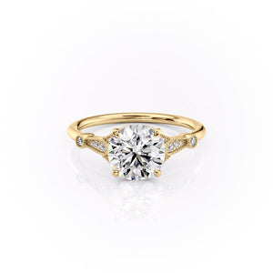 The Stephanie Set With A 1 Carat Round 18K Yellow Gold Lab Diamond
