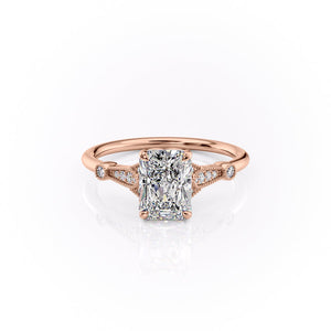 The Stephanie Set With A 2.5 Carat Radiant 14K Rose Gold Lab Diamond