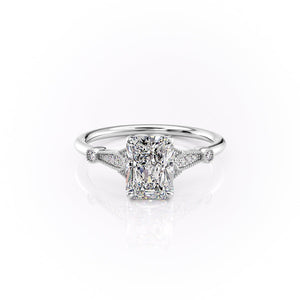 The Stephanie Set With A 1 Carat Radiant 18K White Gold Lab Diamond