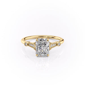 The Stephanie Set With A 1 Carat Radiant 18K Yellow Gold Lab Diamond