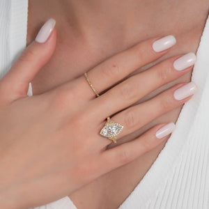 The Halo Stephanie Set With A 1.5 Carat Marquise 18K Yellow Gold Lab Diamond