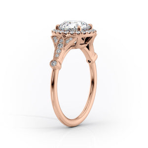 The Halo Stephanie Set  With A 3.5 Carat Princess 18K Rose Gold Moissanite