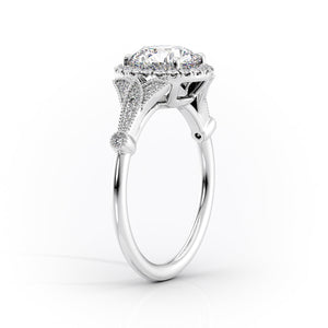 The Halo Stephanie Set With A 1 Carat Pear 18K White Gold Lab Diamond