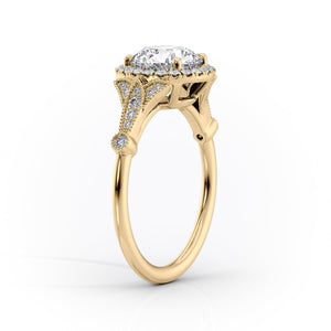 The Halo Stephanie Set With A 1 Carat Pear 18K Yellow Gold Lab Diamond