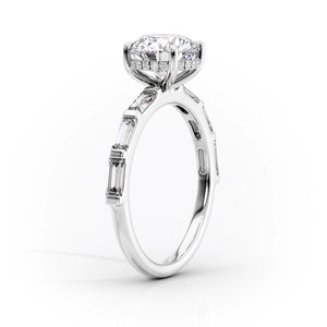 The Hailey Set  With A 2.5 Carat Oval 14K White Gold Moissanite