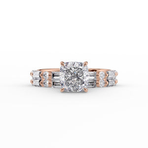 The Patricia Set With A 1 Carat Cushion 14K Rose Gold Lab Diamond