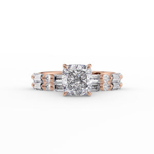 The Patricia Set With A 1.5 Carat Cushion 14K Rose Gold Lab Diamond