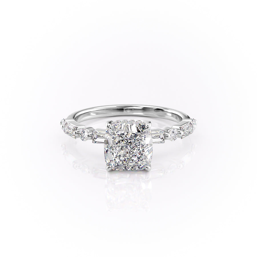 The Patricia Set With A 2.5 Carat Cushion 14K White Gold Lab Diamond