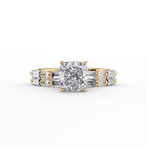 The Patricia Set With A 1 Carat Cushion 18K Yellow Gold Lab Diamond
