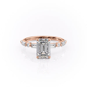 The Patricia Set With A 3 Carat Emerald 14K Rose Gold Lab Diamond