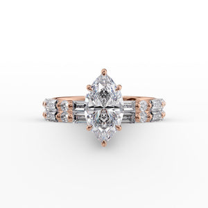 The Patricia Set  With A 5 Carat Marquise 14K Rose Gold Moissanite