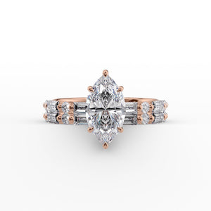The Patricia Set  With A 3 Carat Marquise 14K Rose Gold Moissanite