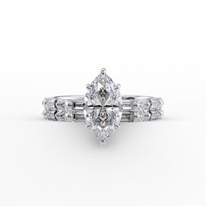 The Patricia Set With A 1 Carat Marquise 14K White Gold Lab Diamond