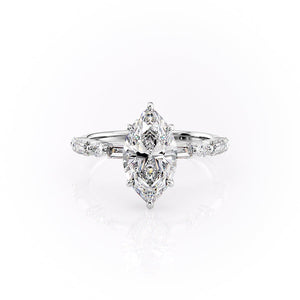 The Patricia Set  With A 2 Carat Marquise 18K White Gold Moissanite