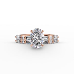 The Patricia Set  With A 3 Carat Oval 14K Rose Gold Moissanite