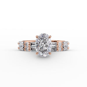 The Patricia Set  With A 5 Carat Oval 14K Rose Gold Moissanite