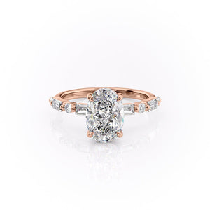 The Patricia Set  With A 2.5 Carat Oval 14K Rose Gold Moissanite
