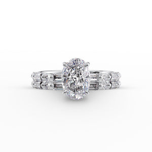 The Patricia Set  With A 2 Carat Oval 18K White Gold Moissanite