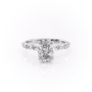 The Patricia Set  With A 2 Carat Oval 14K White Gold Moissanite