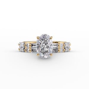 The Patricia Set  With A 3.5 Carat Oval 18K Yellow Gold Moissanite