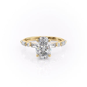 The Patricia Set With A 2 Carat Oval 18K Yellow Gold Lab Diamond