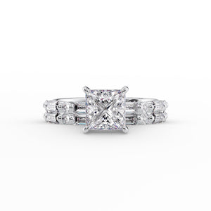 The Patricia Set  With A 3 Carat Princess 18K White Gold Moissanite