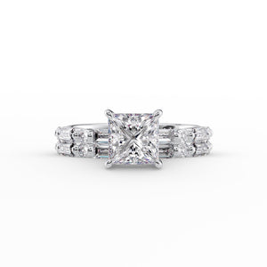 The Patricia Set  With A 2 Carat Princess 14K White Gold Moissanite