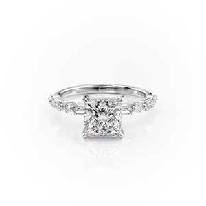 The Patricia Set  With A 2 Carat Princess 18K White Gold Moissanite