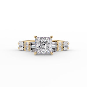 The Patricia Set  With A 3 Carat Princess 18K Yellow Gold Moissanite