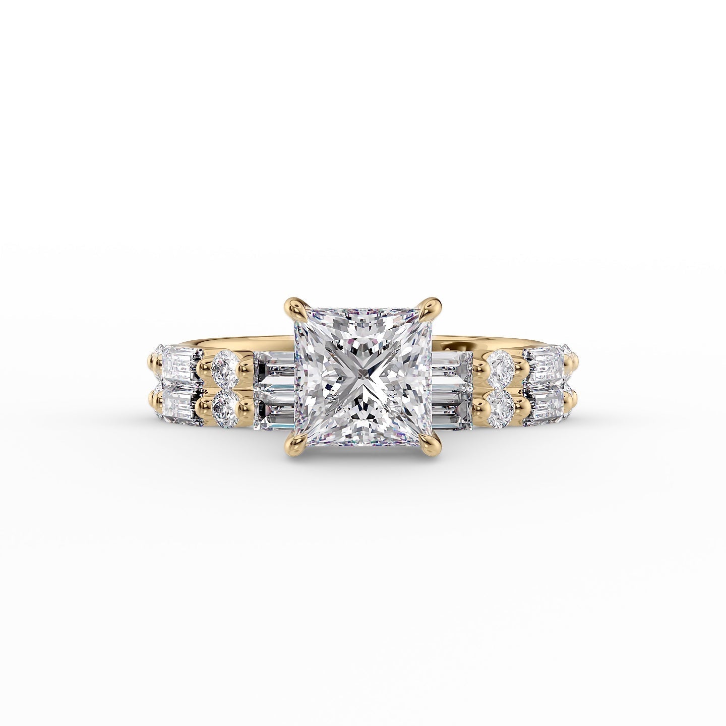 The Patricia Set  With A 3 Carat Princess 18K Yellow Gold Moissanite