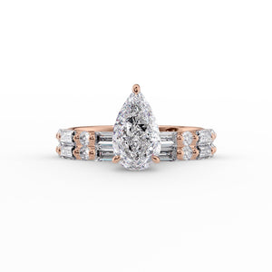 The Patricia Set With A 3 Carat Pear 14K Rose Gold Lab Diamond