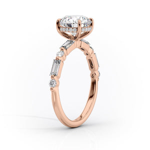 The Patricia Set  With A 2 Carat Oval 18K Rose Gold Moissanite