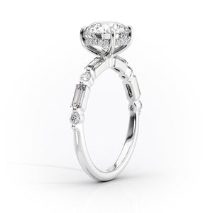 The Patricia Set  With A 4 Carat Emerald 14K White Gold Moissanite