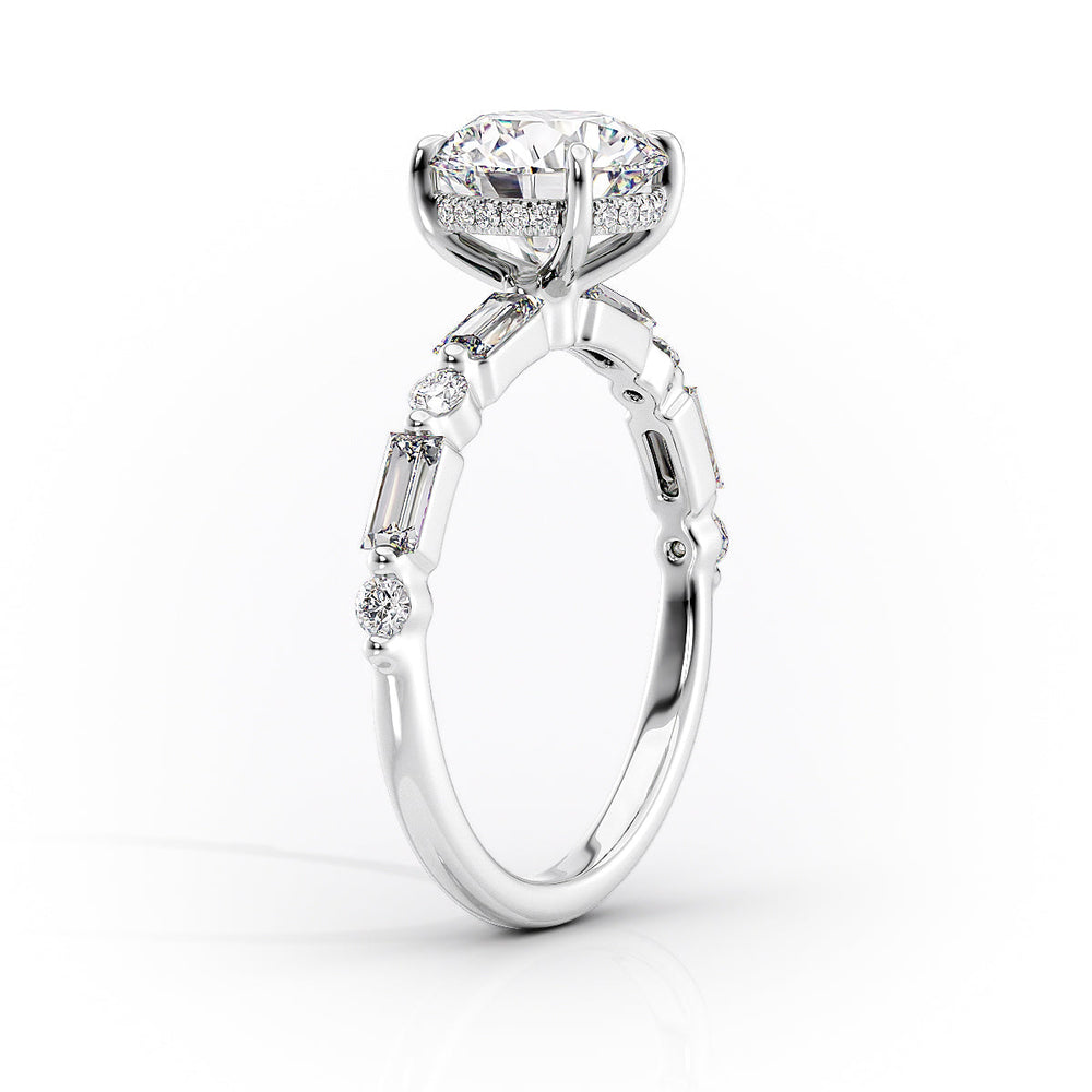The Patricia Set With A 2 Carat Cushion 18K White Gold Lab Diamond