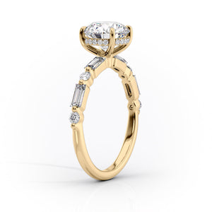 The Patricia Set  With A 3.5 Carat Princess 14K Yellow Gold Moissanite