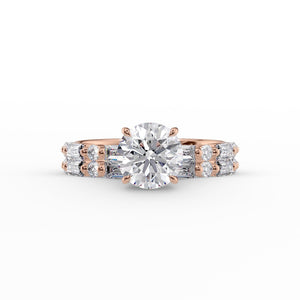 The Patricia Set With A 2 Carat Round 14K Rose Gold Lab Diamond