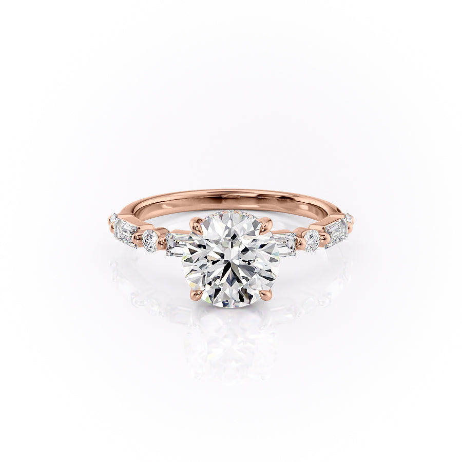 The Patricia Set With A 2 Carat Round 14K Rose Gold Lab Diamond