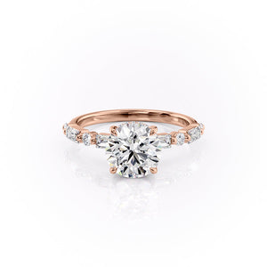 The Patricia Set With A 1 Carat Round 14K Rose Gold Lab Diamond
