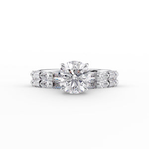 The Patricia Set  With A 4.5 Carat Round 14K White Gold Moissanite