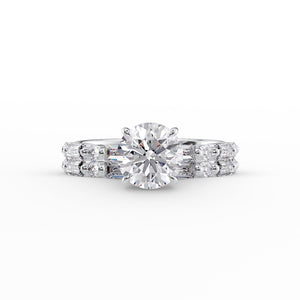The Patricia Set  With A 3 Carat Round 14K White Gold Moissanite