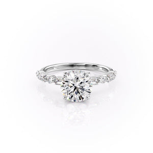 The Patricia Set  With A 3.5 Carat Round 18K White Gold Moissanite