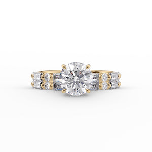 The Patricia Set  With A 1.5 Carat Round 18K Yellow Gold Moissanite