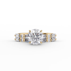 The Patricia Set With A 3 Carat Round 18K Yellow Gold Lab Diamond