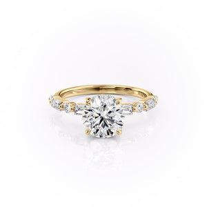 The Patricia Set  With A 1 Carat Round 14K Yellow Gold Moissanite