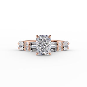 The Patricia Set With A 1 Carat Radiant 14K Rose Gold Lab Diamond