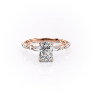 The Patricia Set With A 3 Carat Radiant 14K Rose Gold Lab Diamond