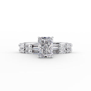 The Patricia Set  With A 5 Carat Radiant 18K White Gold Moissanite