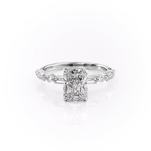 The Patricia Set  With A 2 Carat Radiant 14K White Gold Moissanite