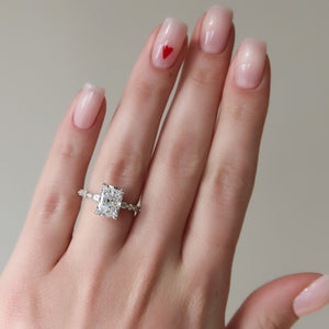 The Patricia Set  With A 5 Carat Radiant 18K White Gold Moissanite