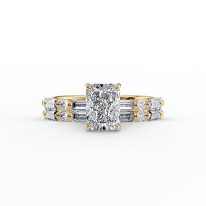 The Patricia Set  With A 1.5 Carat Radiant 18K Yellow Gold Moissanite